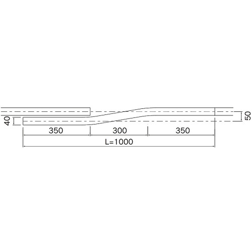 岡田 D40交叉レール L=1000 アルミ製品図面・寸法図-2