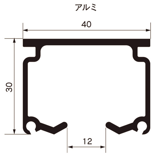 岡田 カスタムレール 4m アルミ製品図面・寸法図