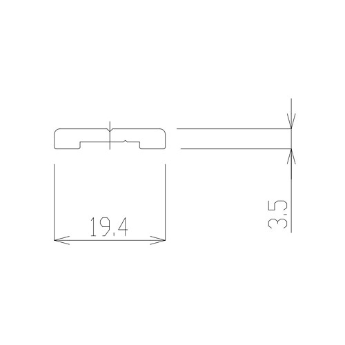 岡田 間仕切押えバー ナチュラル 2.5m 製品図面・寸法図