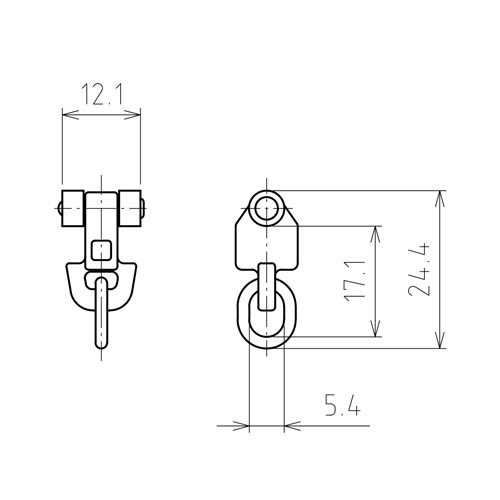 日中 HA型 リブレール アルミ専用 シングルランナー (ホワイト) 製品図面・寸法図
