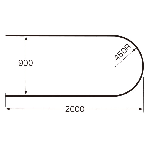 日中 点滴カーブレール／レクト30 U字型カーブ450R 製品図面・寸法図