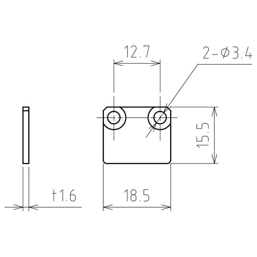 日中 ピクチャーレール エンドキャップ (PS-28・PW-28用) ユニクロ 製品図面・寸法図