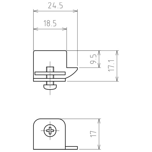 日中 ピクチャーレール エンドキャップ (PS-21・PW-21用/右用) ユニクロ 製品図面・寸法図