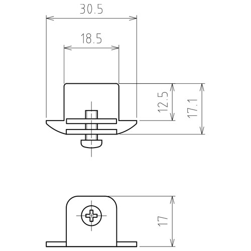 日中 ピクチャーレール エンドキャップ (PS-24・PW-24用) ホワイト 製品図面・寸法図