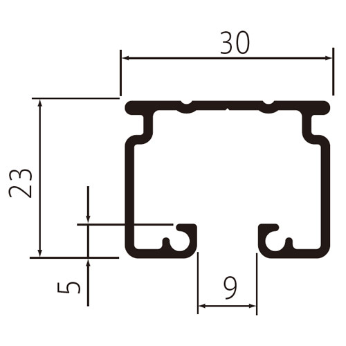 フェデポリマーブル N-30レール2mアルミ 製品図面・寸法図