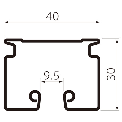 フェデポリマーブル SUS-40レール2mステンレス 製品図面・寸法図-1