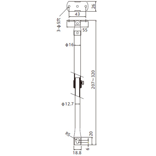 フェデポリマーブル 大型伸縮吊棒320mm(21～32cm) 製品図面・寸法図-1