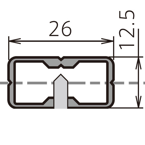 フェデポリマーブル 中間フレーム スリム2.5m 製品図面・寸法図-1