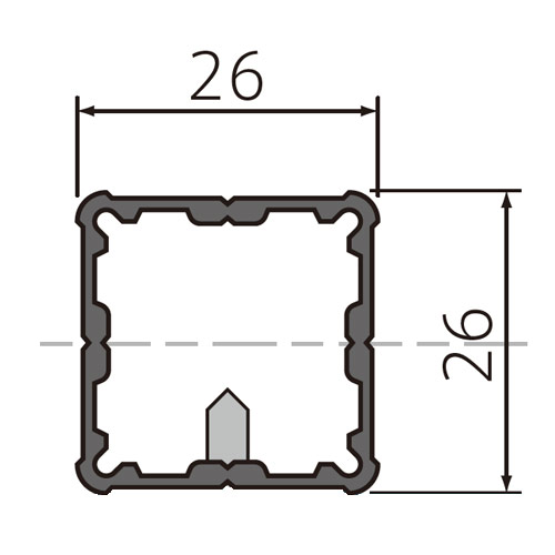 フェデポリマーブル 中間フレーム リンク2m(ジョイント可能タイプ) 製品図面・寸法図-1