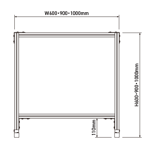 フェデポリマーブル 【透明】 飛沫ブロックスクリーン (幅60×高さ60cm) 製品図面・寸法図-1