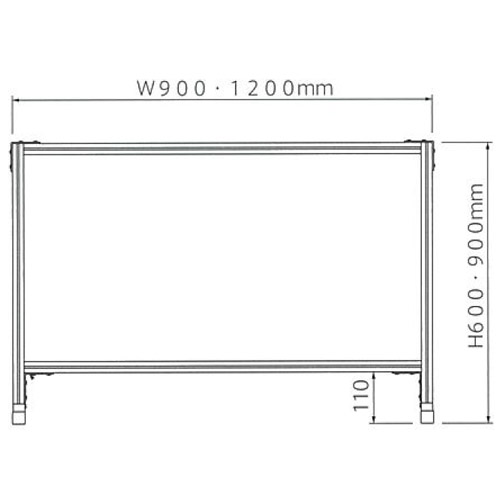 フェデポリマーブル 【不透明】 飛沫ブロックスクリーン (幅90×高さ60cm) 製品図面・寸法図-1