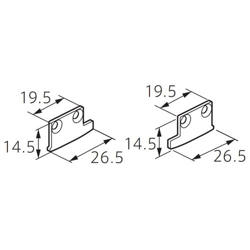 フェデポリマーブル ピクチャーギャラリー IS9 ストップ 左右組 (シルバー) 製品図面・寸法図