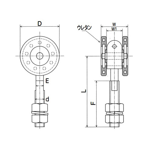 ヤボシ 2号 スチール ウレタン 単車製品図面・寸法図