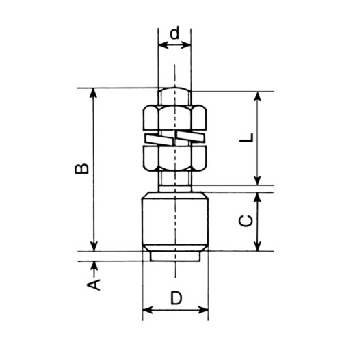 ヤボシ 3号 スチール ボルト付ガイドローラー(樹脂ローラー)製品図面・寸法図