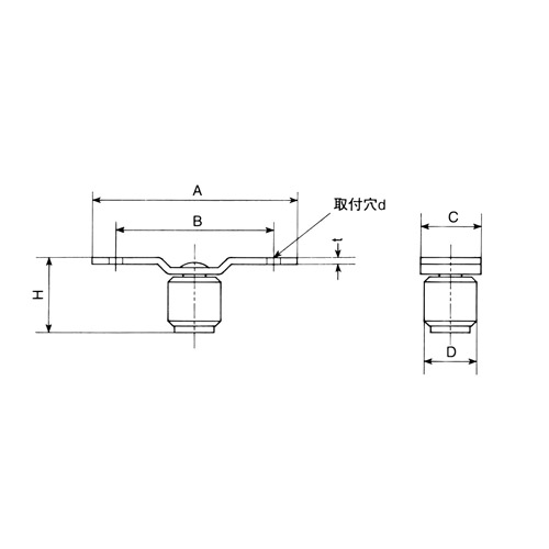 ヤボシ 3号 スチール ガイドローラー(鉄ローラー)製品図面・寸法図