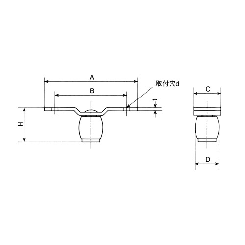 ヤボシ 5号 スチール ガイドローラー(鉄ローラー)製品図面・寸法図