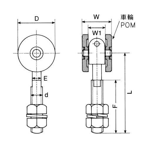 ヤボシ 2号 スチール 単車(POM)製品図面・寸法図