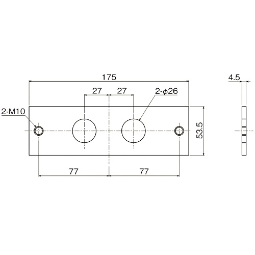 ダイケン 4号 スチール ドアハンガー用 レール連結プレート 製品図面・寸法図