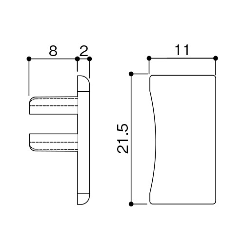 ダイケン ピクチャーレール FR10K キャップ (ホワイト) 左右セット 製品図面・寸法図