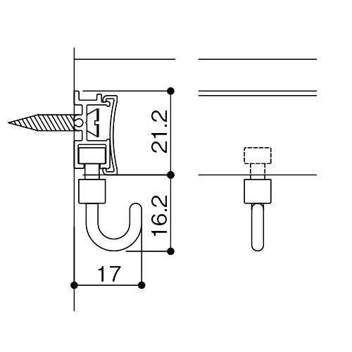 ダイケン ピクチャーレール FR10K-2ランナー (シルバー) 製品図面・寸法図