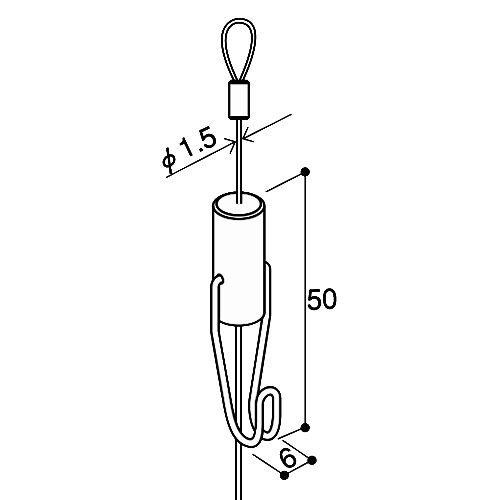 ダイケン ピクチャーレール ワイヤーセット (20kg用) 1m 製品図面・寸法図