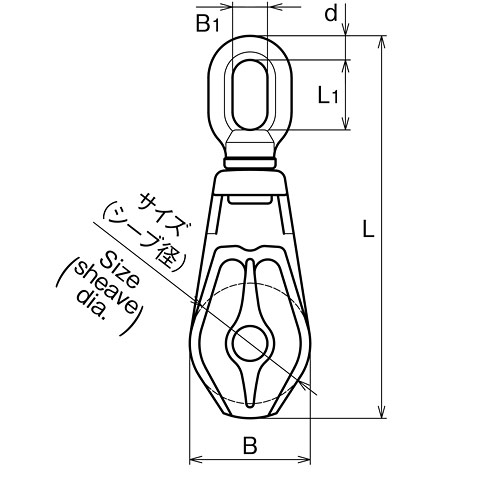 ASANO AKワニブロックP型 50mm 製品図面・寸法図