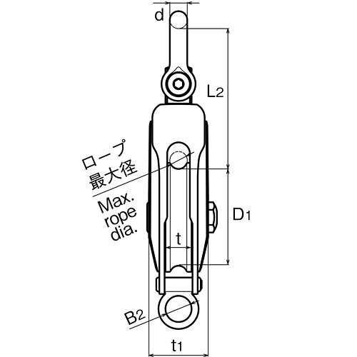 ASANO 強力ブロックPB型 (ベアリング入) 125mm製品図面・寸法図-2