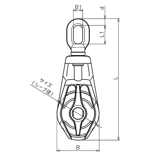 ASANO AKワニブロックP-?｡型 50mm AK10090 製品図面・寸法図