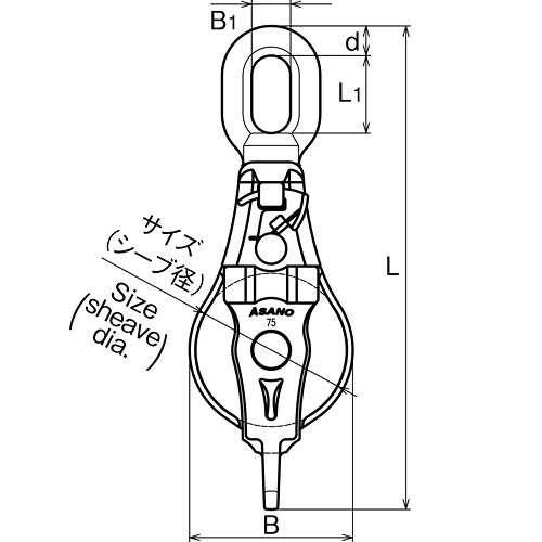 ASANO AKブロックIII-A型 スナッチオーフ 100mm 製品図面・寸法図