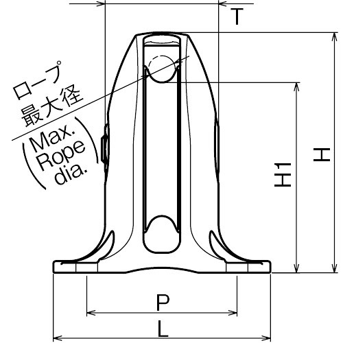ASANO 固定滑車 縦型1車 TR 50mm 製品図面・寸法図