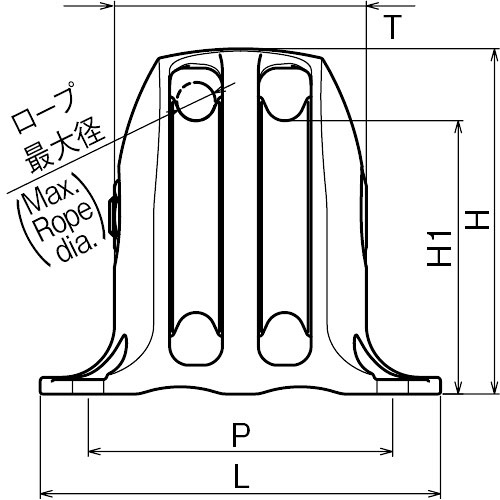 ASANO 固定滑車 縦型2車 TR 50mm 製品図面・寸法図