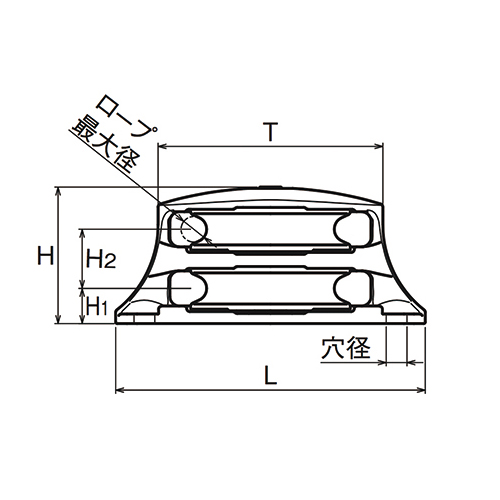 ASANO 固定滑車 横型2車 TR製品図面・寸法図-2