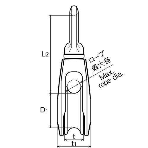 ASANO AKブロックPB型 (ステンレスベアリング入り) 50mm製品図面・寸法図-2