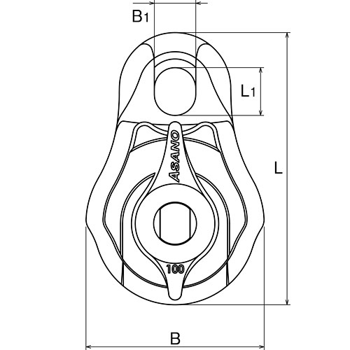 ASANO AKブロック PB-S型 (削り出しナイロンシーブ) 製品図面・寸法図