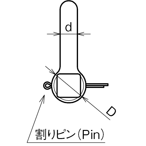 ASANO 角頭シャックル (割りピン付) 13mm 製品図面･寸法図
