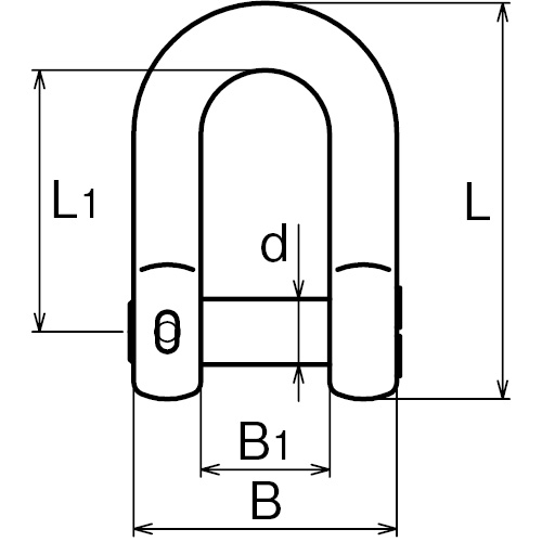 ASANO 沈みシャックル (割りピン付) 9mm 製品図面･寸法図