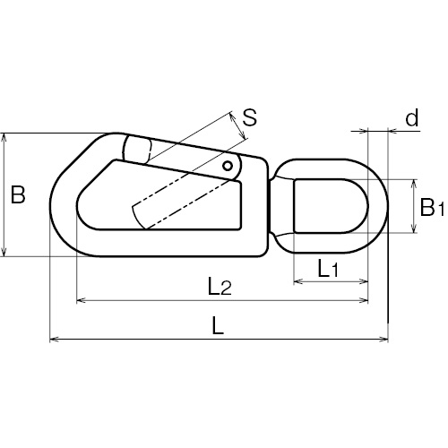 ASANO スイベルフック 8mm 製品図面・寸法図
