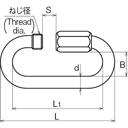 ASANO リングキャッチ(ステンレス) 4mm 製品図面・寸法図