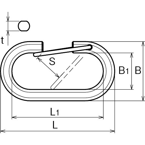 ASANO ストロングリンクA型 (鉄) 5mm 製品図面・寸法図