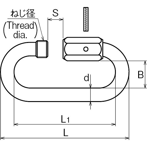 ASANO リングキャッチ(ピン付) 4mm 製品図面・寸法図