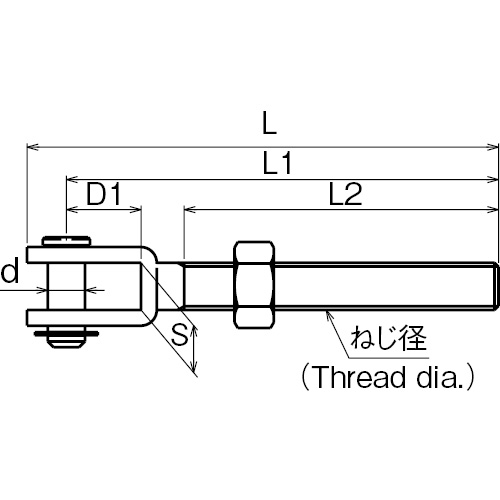 ASANO 階段金具A 左ねじ M16Bmm 製品図面･寸法図