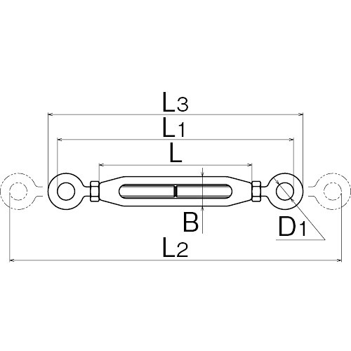ASANO ターンバックルオーフ (ナット付) 4mm 製品図面・寸法図