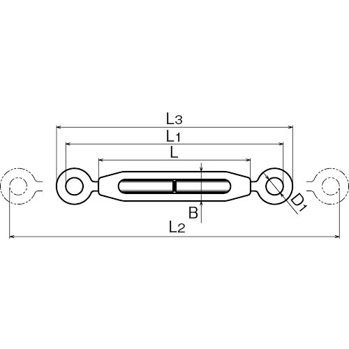 ASANO ターンバックルオーフ (ミリねじ) 5mm 製品図面・寸法図