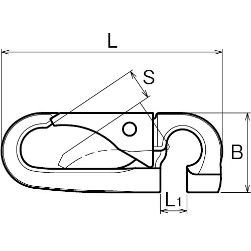 ASANO LKチェーンフックE型 5mm 製品図面・寸法図-1