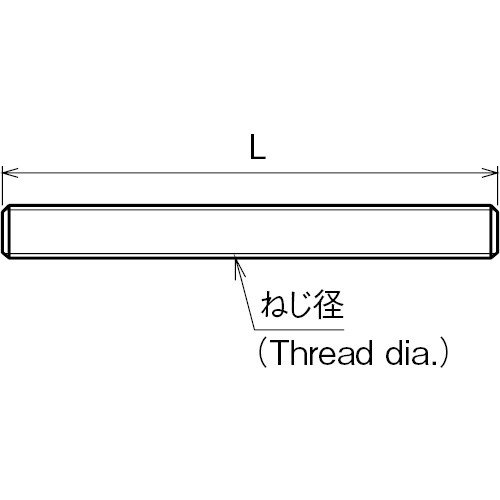 ASANO 寸切ボルト 左ねじ M8 製品図面･寸法図