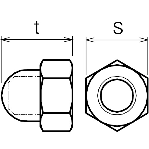 ASANO 袋ナット 右ねじ M5mm 製品図面･寸法図