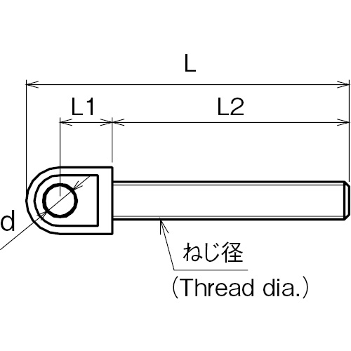 ASANO 階段金具A 左ねじ M5mm 製品図面･寸法図