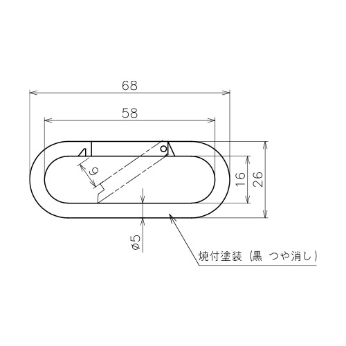 ASANO Sカラビナ 黒塗装 5mm 製品図面・寸法図