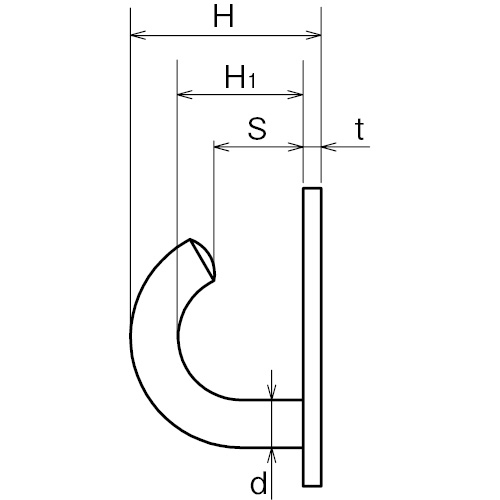 ASANO オープンラウンドアイ 黒塗装 5mm 製品図面・寸法図