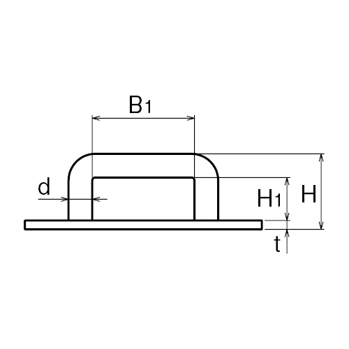 ASANO 角型パッドアイ 黒塗装 5mm 製品図面・寸法図